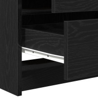 Produktbild för Smyckebord med spegelbelysning 3 pcs Svart Ek Konstruerat trä