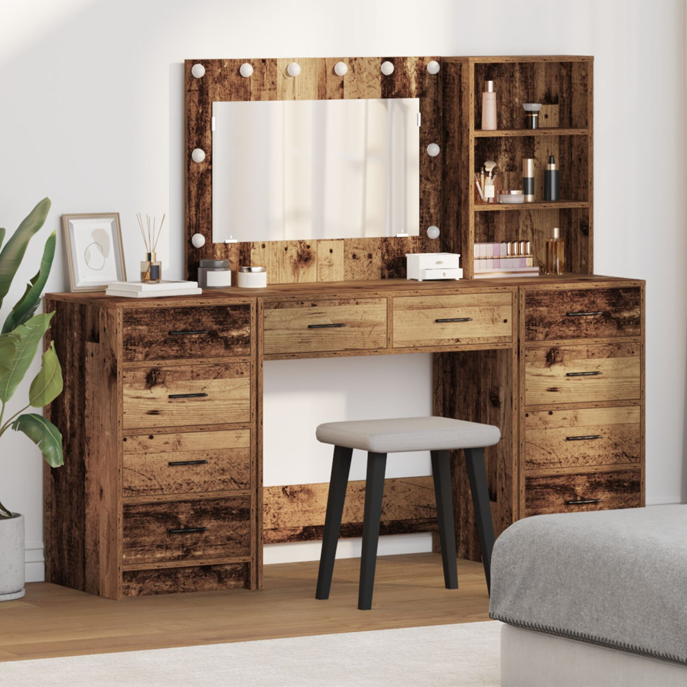 Produktbild för Smyckebord med låda 3 pcs Brun 40 x 41 x 135 cm Konstruerat trä