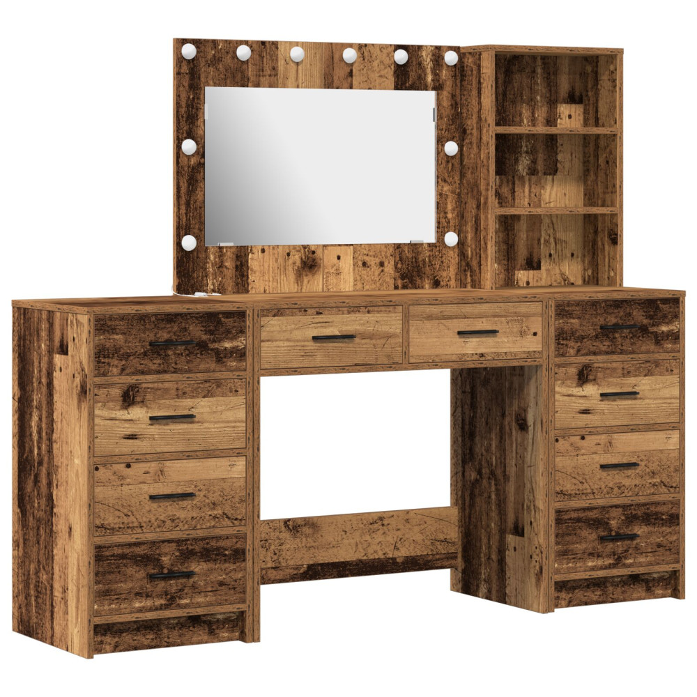 Produktbild för Smyckebord med låda 3 pcs Brun 40 x 41 x 135 cm Konstruerat trä