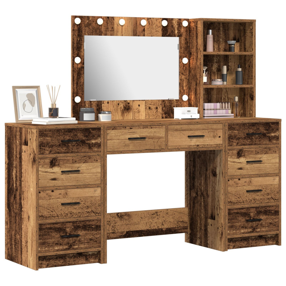 Produktbild för Smyckebord med låda 3 pcs Brun 40 x 41 x 135 cm Konstruerat trä