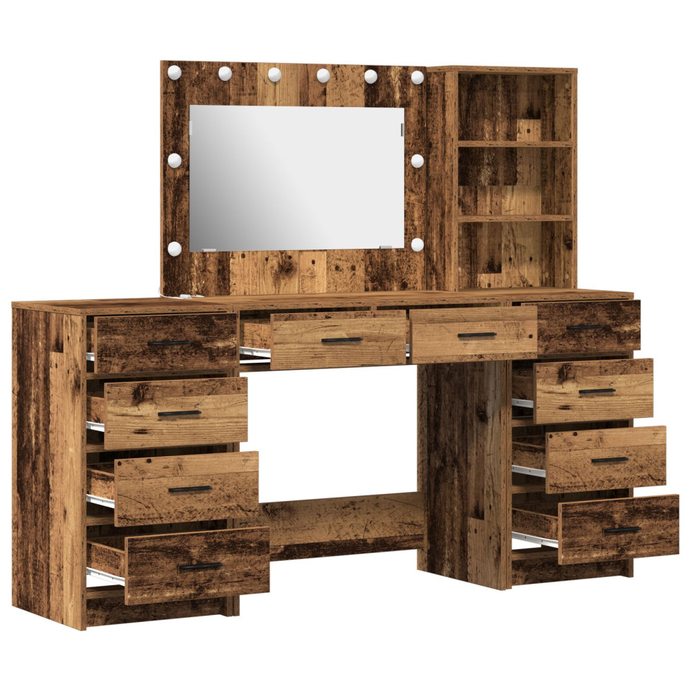 Produktbild för Smyckebord med låda 3 pcs Brun 40 x 41 x 135 cm Konstruerat trä