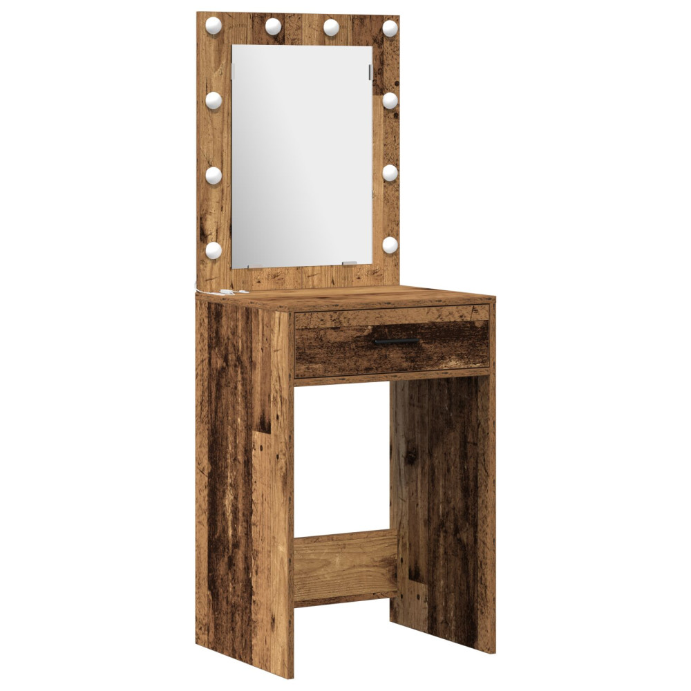 Produktbild för Smyckebord med spegelbelysning 3 pcs Brun Konstruerat trä