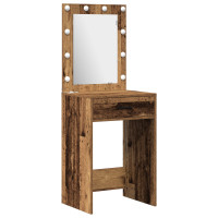 Produktbild för Smyckebord med spegelbelysning 3 pcs Brun Konstruerat trä