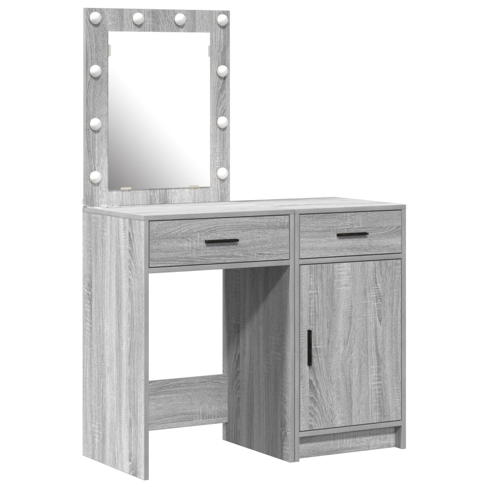 Produktbild för Smyckebord med låda 2 pcs Grå 50 x 41 x 135 cm Konstruerat trä
