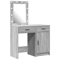 Produktbild för Smyckebord med låda 2 pcs Grå 50 x 41 x 135 cm Konstruerat trä