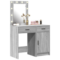 Produktbild för Smyckebord med låda 2 pcs Grå 50 x 41 x 135 cm Konstruerat trä