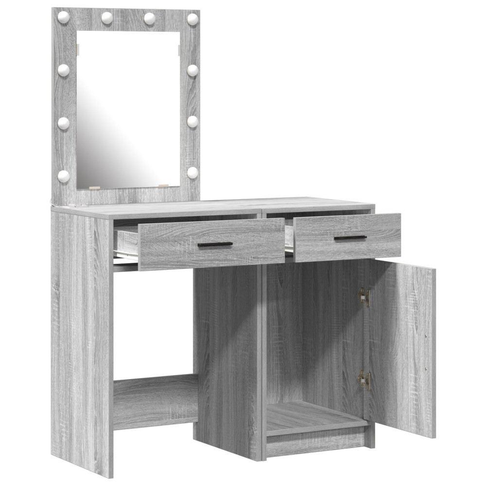Produktbild för Smyckebord med låda 2 pcs Grå 50 x 41 x 135 cm Konstruerat trä