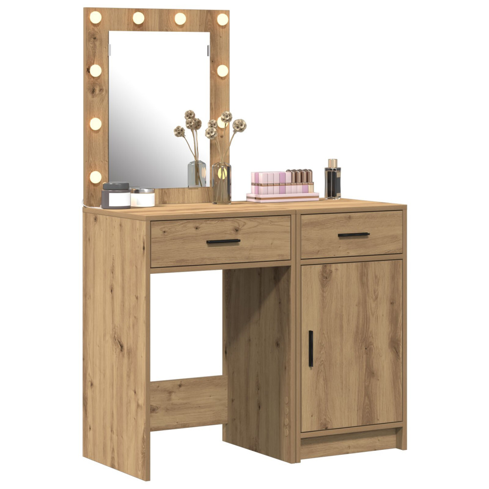 Produktbild för Smyckebord med låda 2 pcs Brun 50 x 41 x 135 cm Konstruerat trä