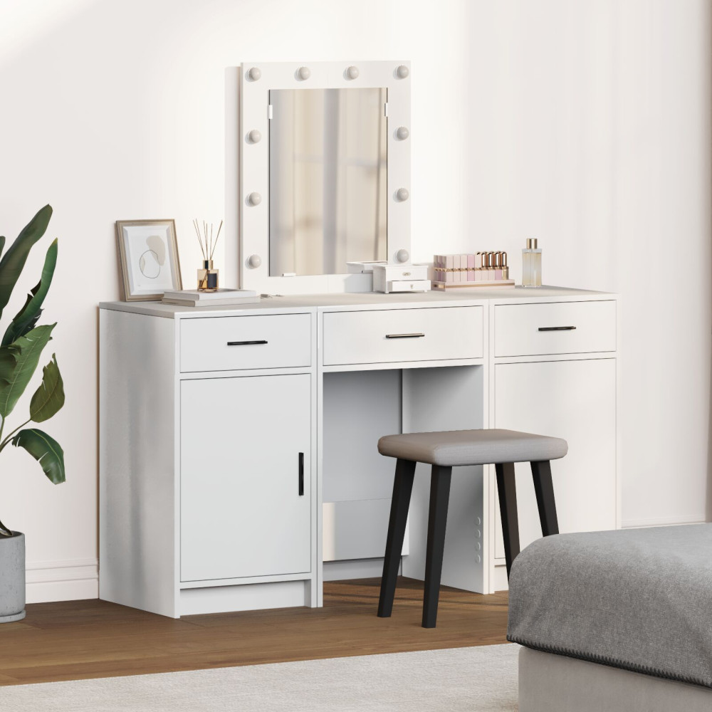 Produktbild för Smyckebord med låda Vit 50 x 41 x 135 cm Konstruerat trä