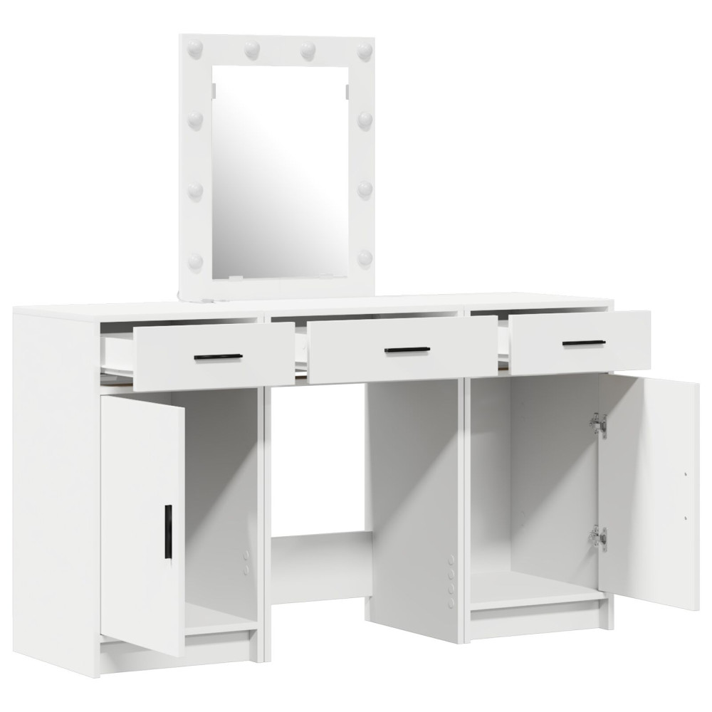 Produktbild för Smyckebord med låda Vit 50 x 41 x 135 cm Konstruerat trä