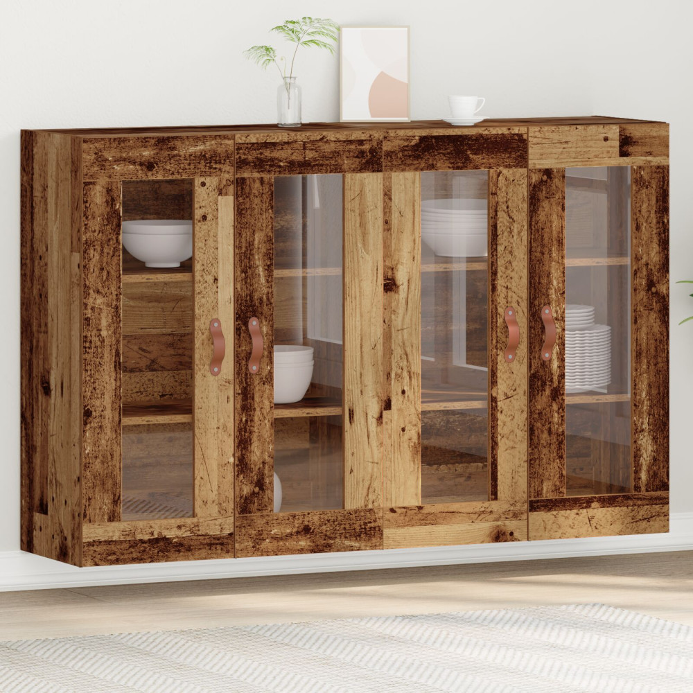 Produktbild för Väggskåp 2 pcs Gammalt trä 69,5 x 34 x 90 cm Konstruerat trä