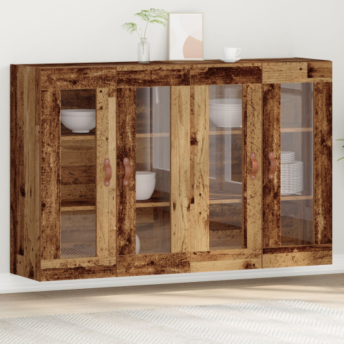 vidaXL Väggskåp 2 pcs Gammalt trä 69,5 x 34 x 90 cm Konstruerat trä