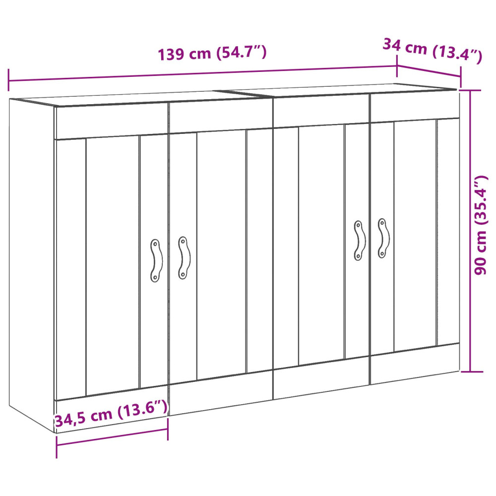 Produktbild för Väggskåp 2 pcs Gammalt trä 69,5 x 34 x 90 cm Konstruerat trä
