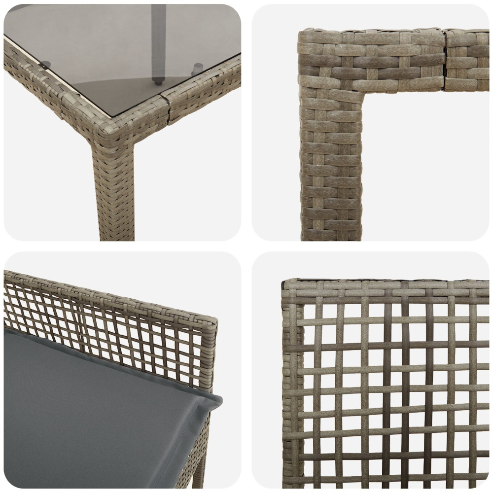 Produktbild för Trädgårdsmöbelset 7 pcs Grå konstrotting