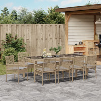 Produktbild för Trädgårdsmöbelset 11 pcs Beige konstrotting