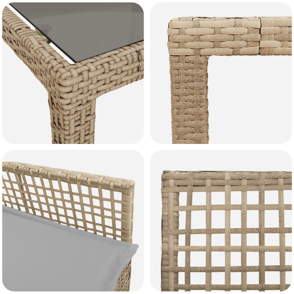 Produktbild för Trädgårdsmöbelset 11 pcs Beige konstrotting