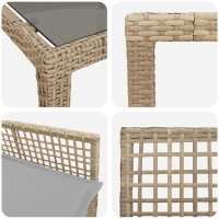 Produktbild för Trädgårdsmöbelset 11 pcs Beige konstrotting