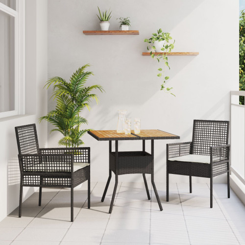 vidaXL Trädgårdsmöbelset 3 pcs Svart konstrotting