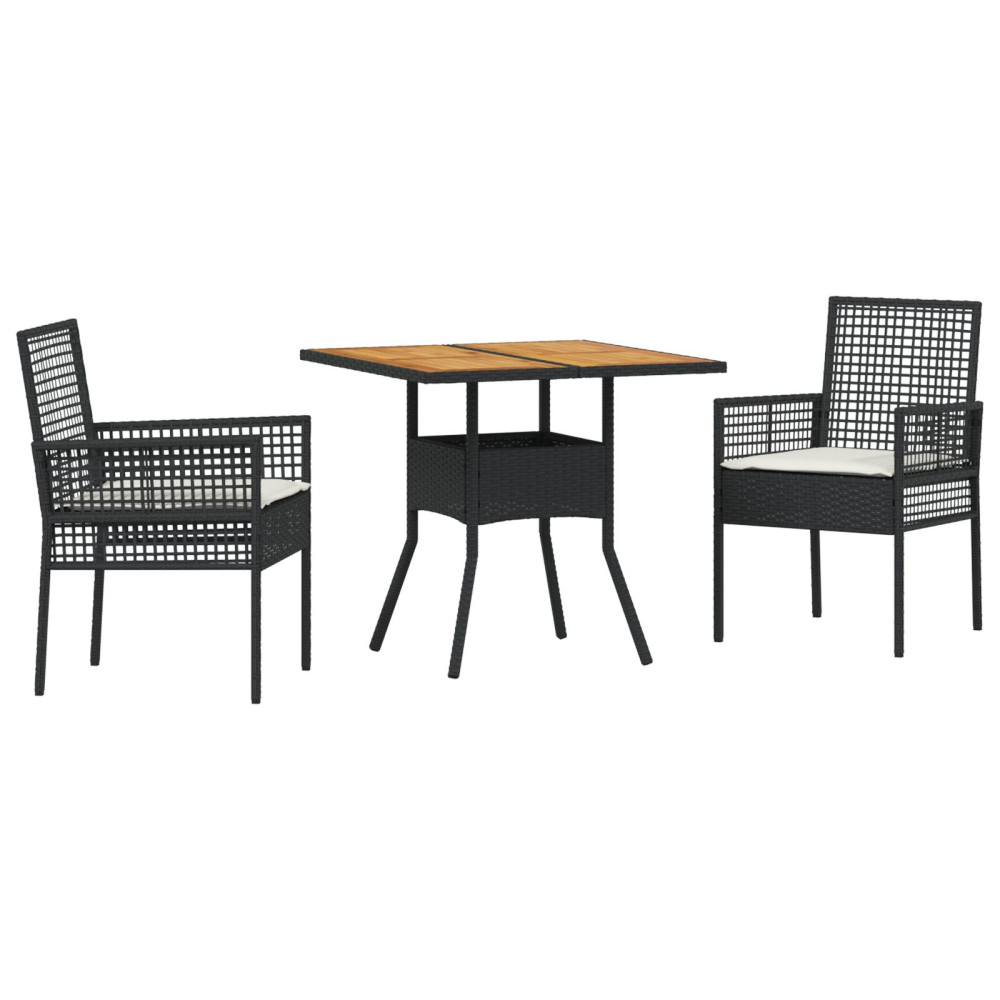 Produktbild för Trädgårdsmöbelset 3 pcs Svart konstrotting
