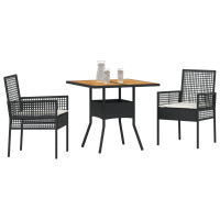 Produktbild för Trädgårdsmöbelset 3 pcs Svart konstrotting