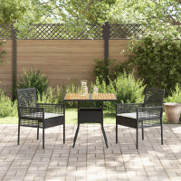 Produktbild för Trädgårdsmöbelset 3 pcs Svart konstrotting