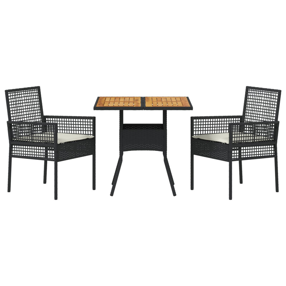 Produktbild för Trädgårdsmöbelset 3 pcs Svart konstrotting