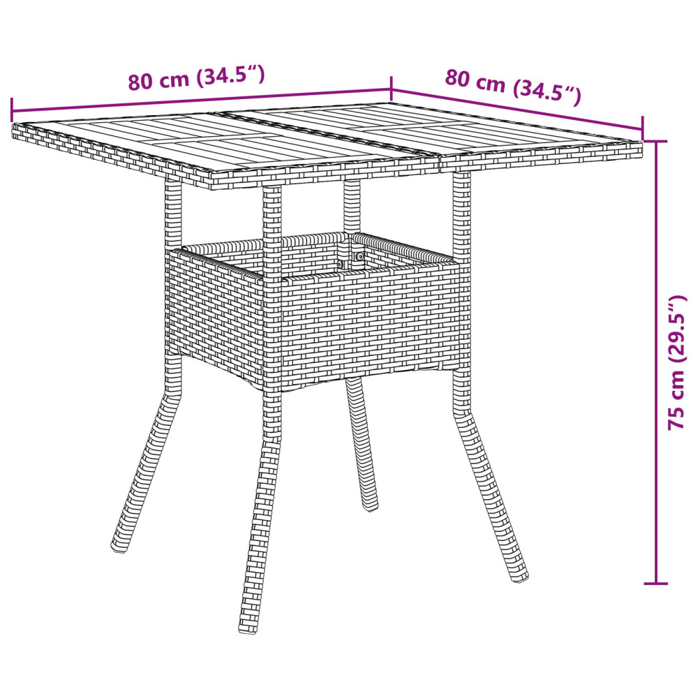 Produktbild för Trädgårdsmöbelset 5 pcs Svart konstrotting