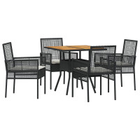 Produktbild för Trädgårdsmöbelset 5 pcs Svart konstrotting