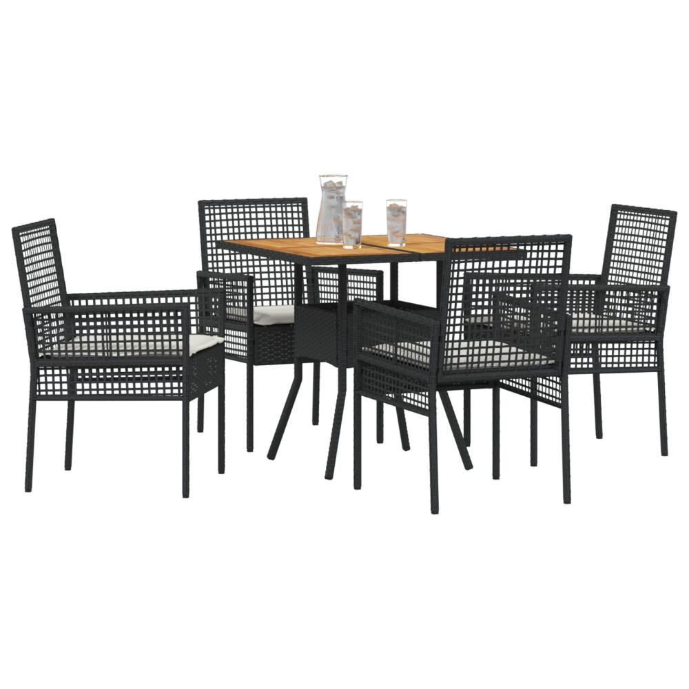Produktbild för Trädgårdsmöbelset 5 pcs Svart konstrotting
