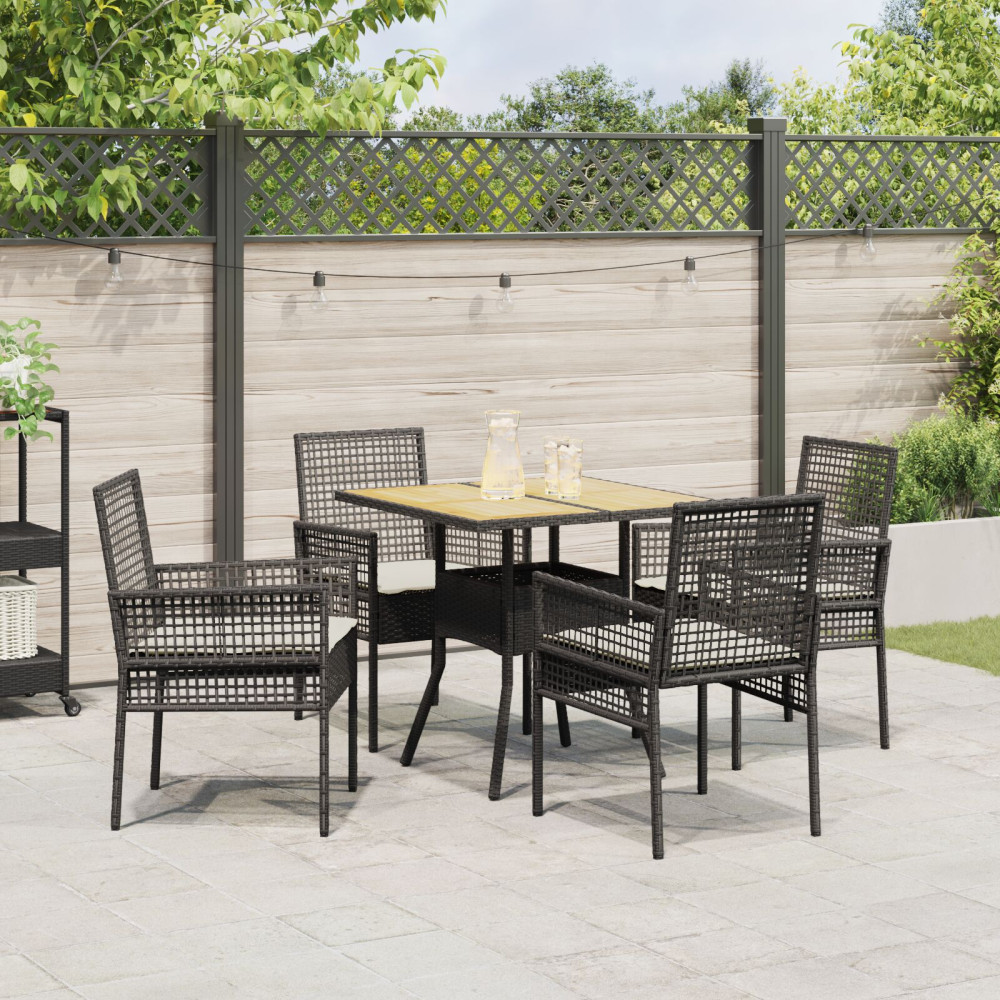 Produktbild för Trädgårdsmöbelset 5 pcs Svart konstrotting