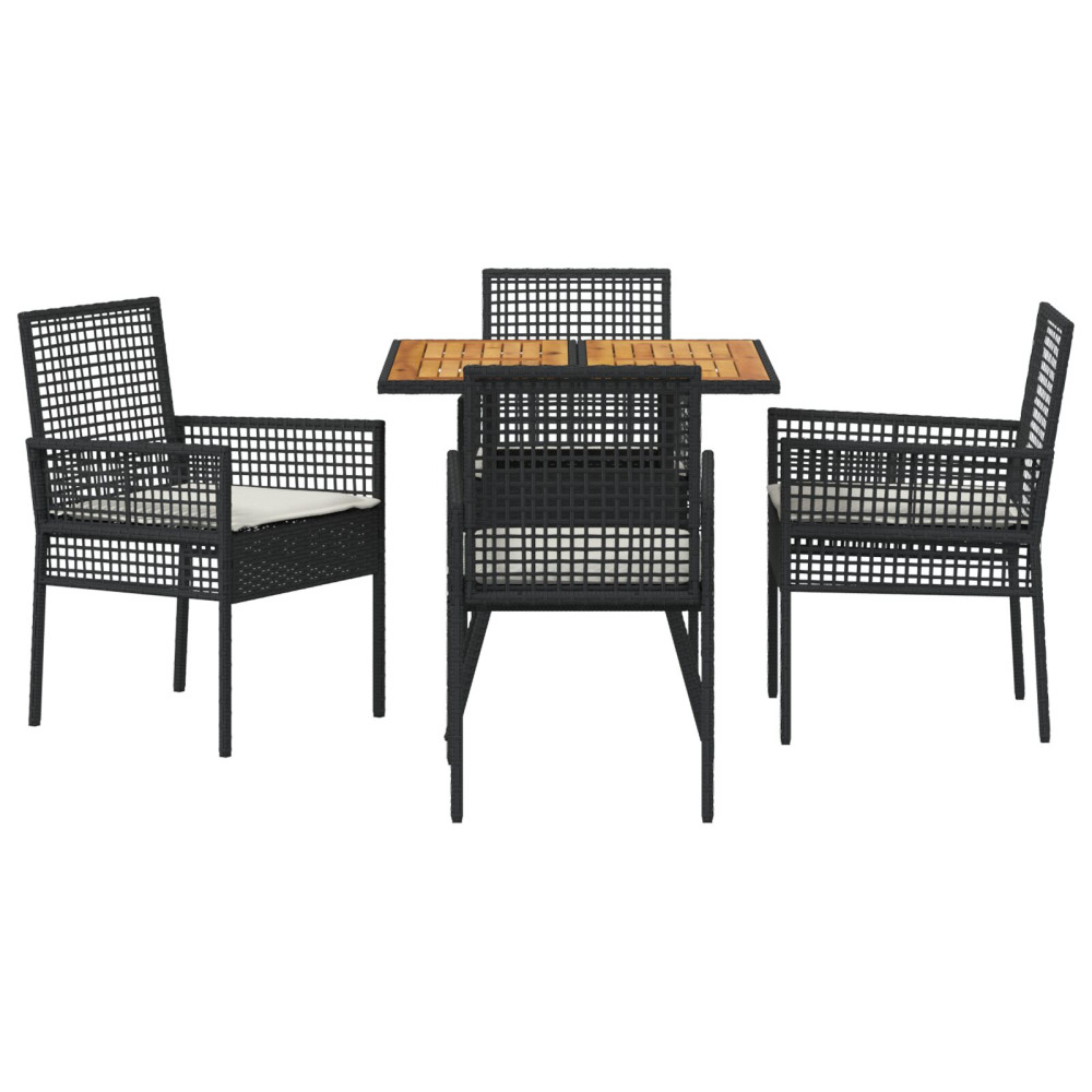 Produktbild för Trädgårdsmöbelset 5 pcs Svart konstrotting