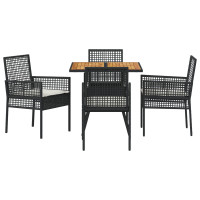 Produktbild för Trädgårdsmöbelset 5 pcs Svart konstrotting