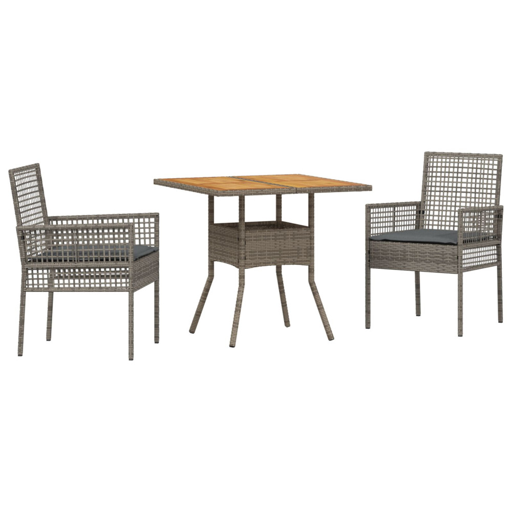 Produktbild för Trädgårdsmöbelset 3 pcs Grå konstrotting