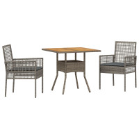 Produktbild för Trädgårdsmöbelset 3 pcs Grå konstrotting