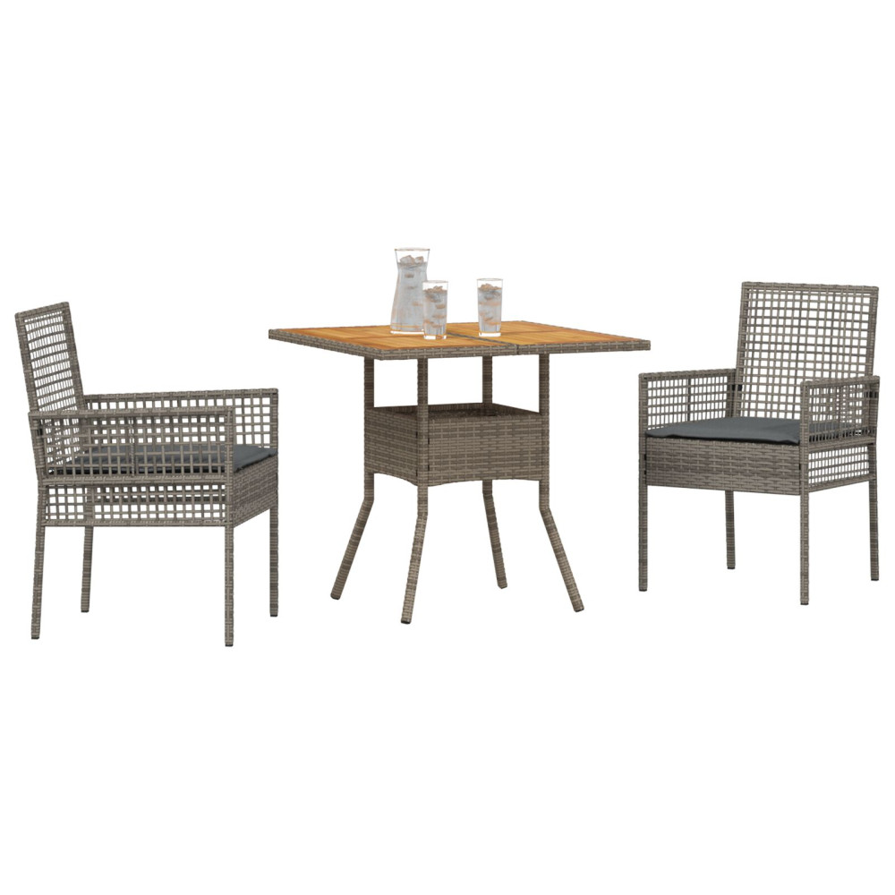 Produktbild för Trädgårdsmöbelset 3 pcs Grå konstrotting