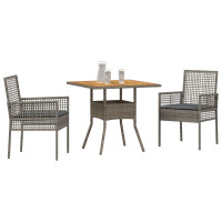 Produktbild för Trädgårdsmöbelset 3 pcs Grå konstrotting