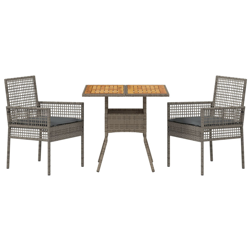 Produktbild för Trädgårdsmöbelset 3 pcs Grå konstrotting