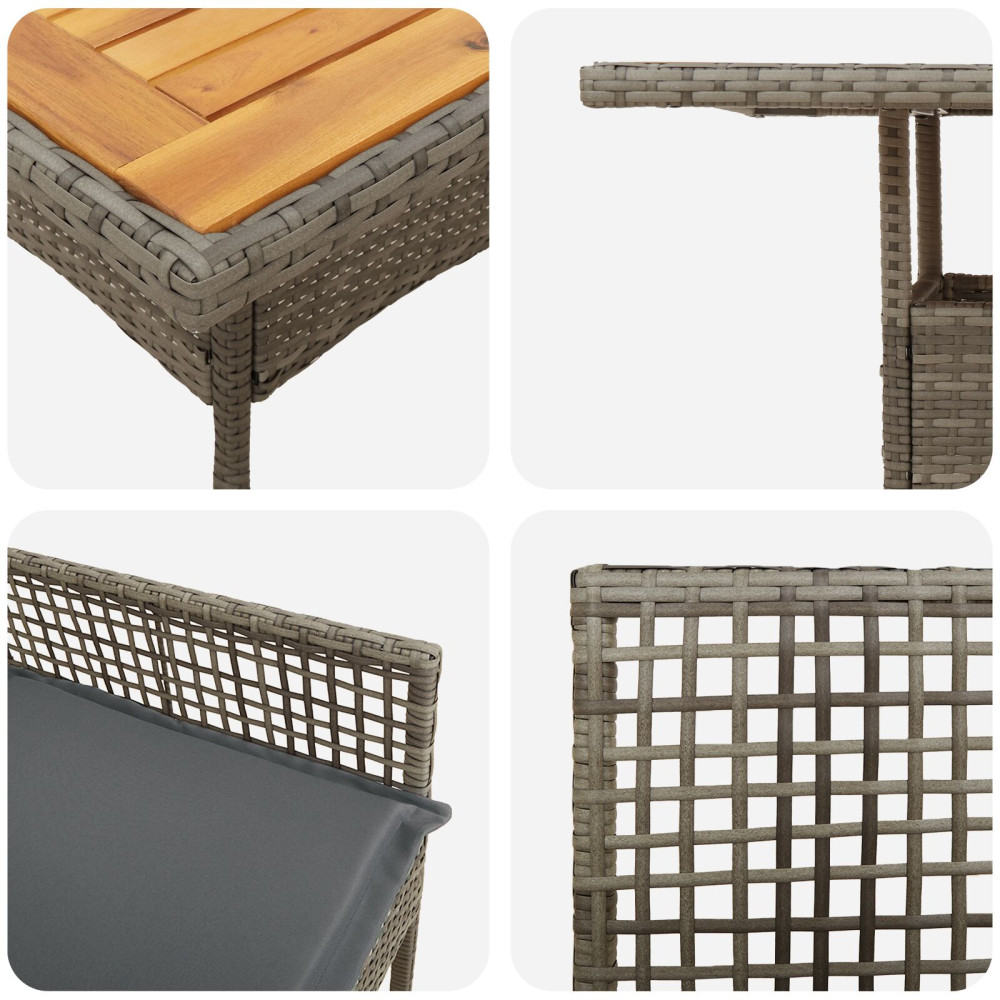 Produktbild för Trädgårdsmöbelset 3 pcs Grå konstrotting