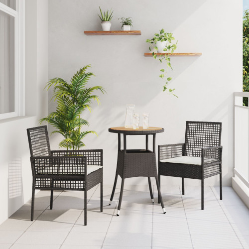 vidaXL Trädgårdsmöbelset 3 pcs Svart konstrotting