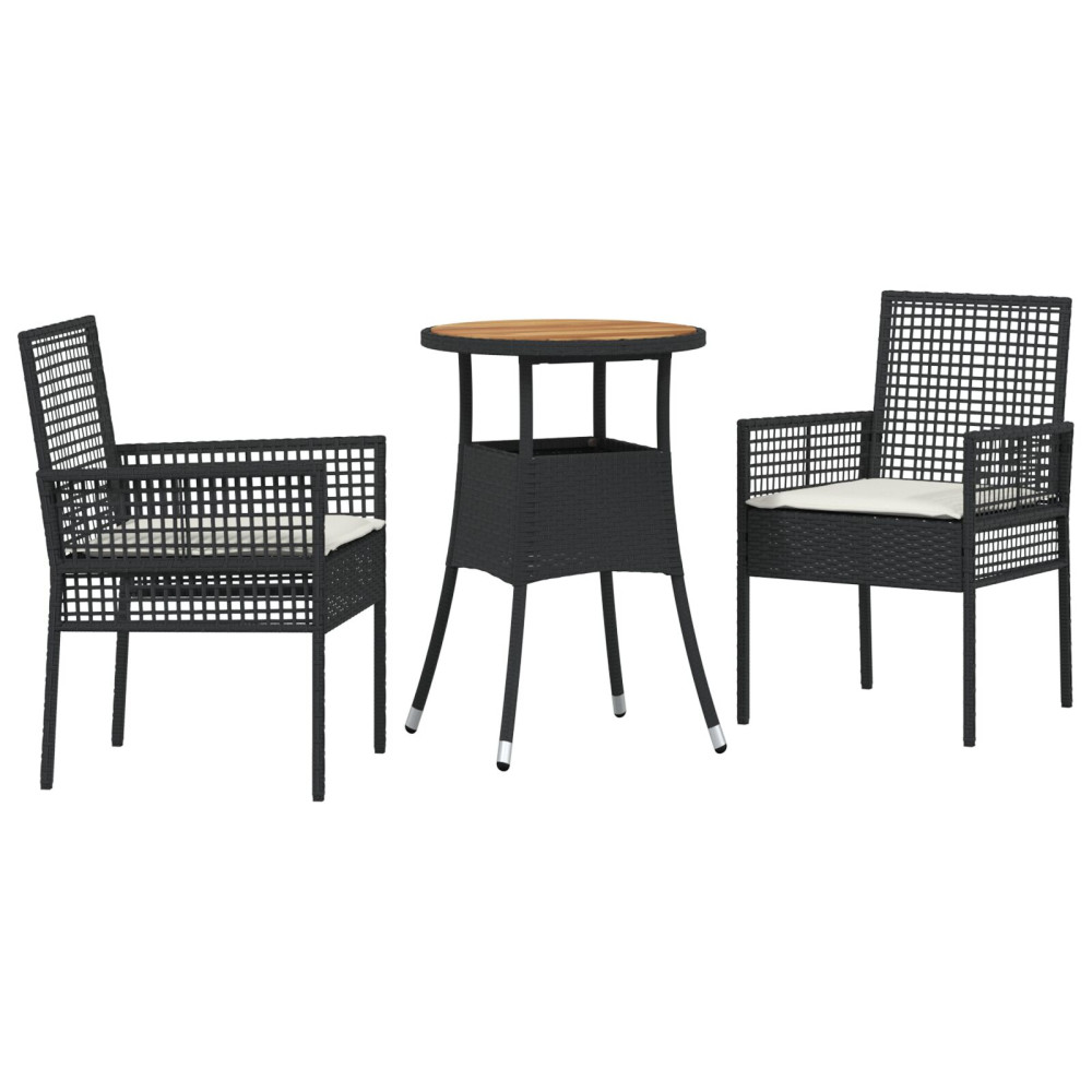 Produktbild för Trädgårdsmöbelset 3 pcs Svart konstrotting