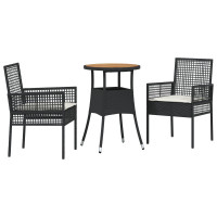 Produktbild för Trädgårdsmöbelset 3 pcs Svart konstrotting