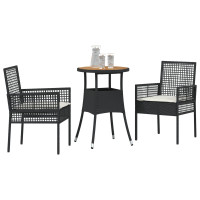 Produktbild för Trädgårdsmöbelset 3 pcs Svart konstrotting