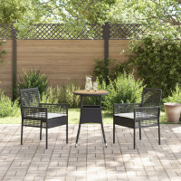 Produktbild för Trädgårdsmöbelset 3 pcs Svart konstrotting