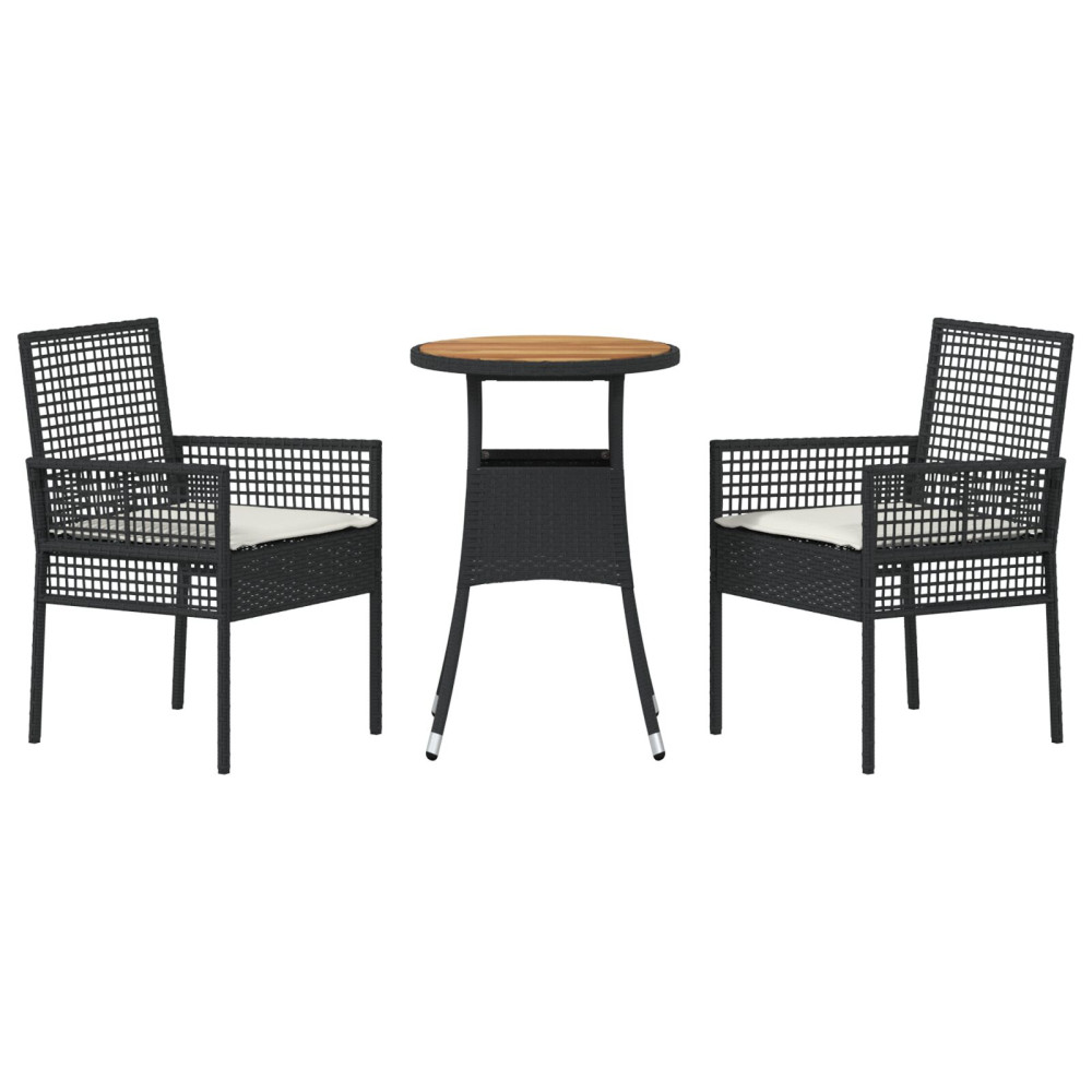 Produktbild för Trädgårdsmöbelset 3 pcs Svart konstrotting