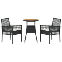 Produktbild för Trädgårdsmöbelset 3 pcs Svart konstrotting