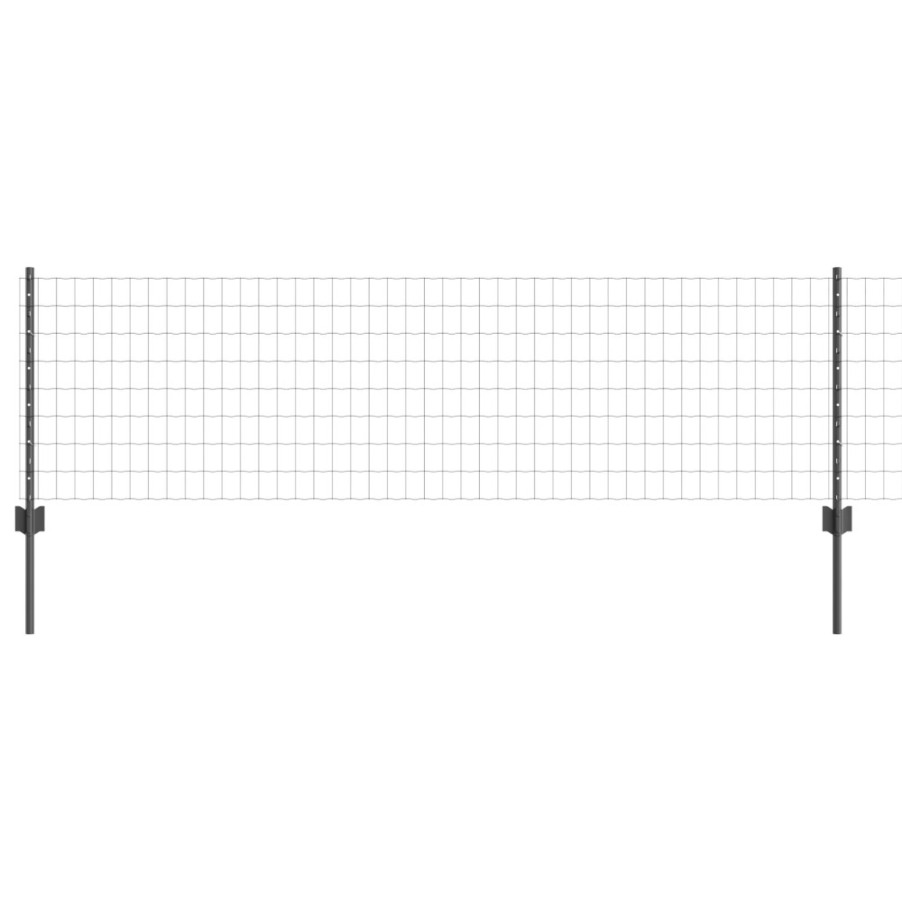 Produktbild för Euro Staket med Stöd 25 x 0,6 m PVC-belagda stål Grå Mesh