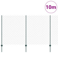 Produktbild för Kedjegaller med stolpe 10 x 1,4 m PVC-belagda stål Grön Mesh