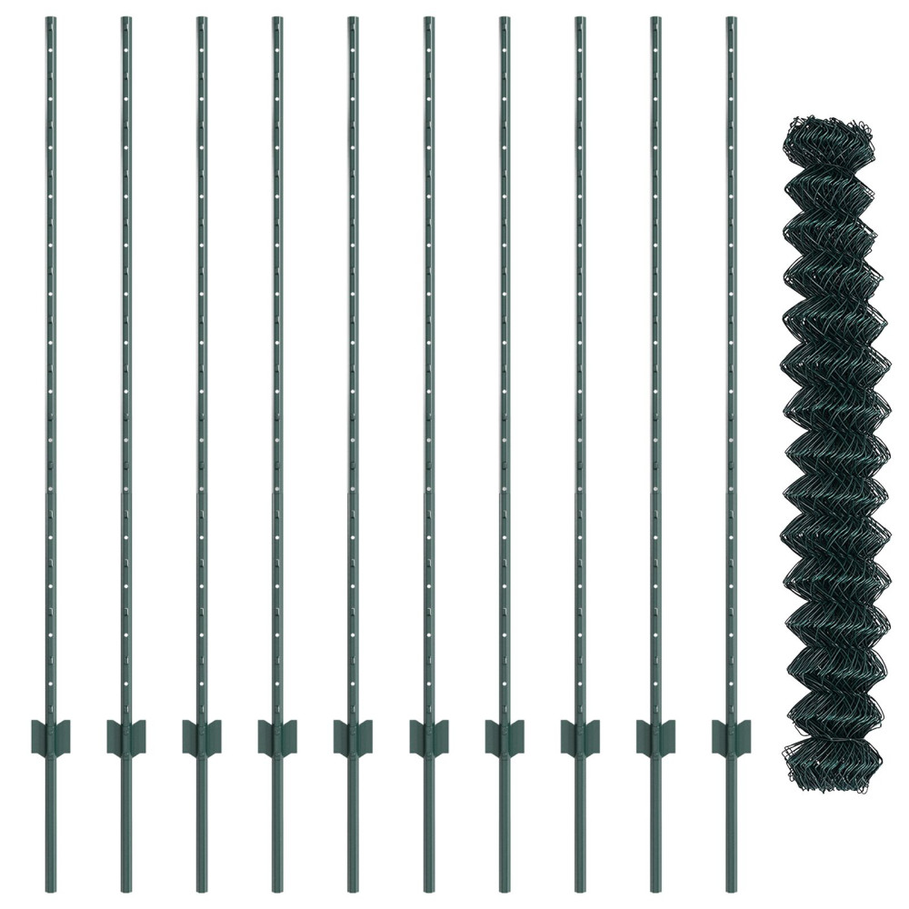 Produktbild för Kedjegaller med stolpe 10 x 1,4 m PVC-belagda stål Grön Mesh