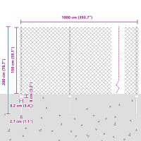 Produktbild för Kedjegaller med stolpe 10 x 1,5 m PVC-belagda stål Grön Mesh