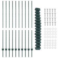 Produktbild för Kedjegaller med stolpe 10 x 1,5 m PVC-belagda stål Grön Mesh